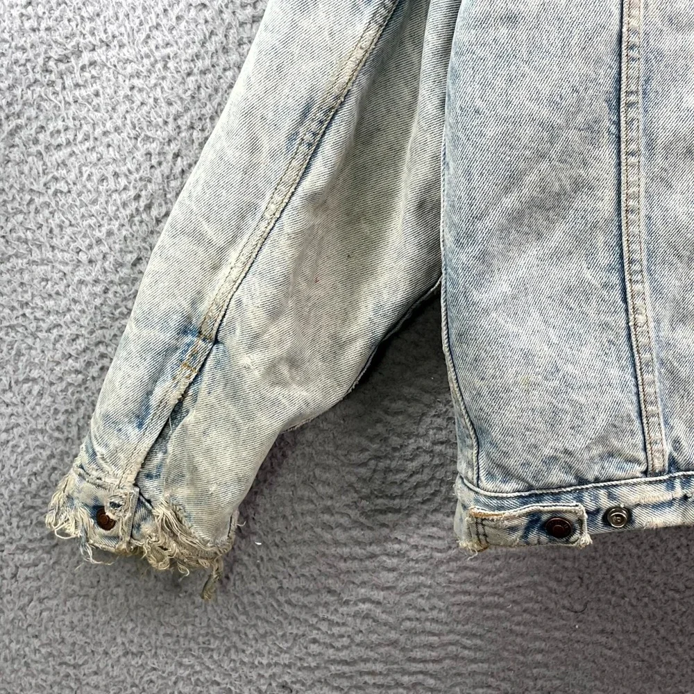 VTG Levi's Trucker Jacket Mens M Acid Wash Sherpa‎ Lined Distressed Western USA